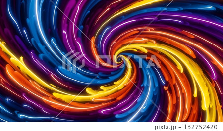 Twisting spiral of neon colors radiating outward. Twisting spiral of neon colors radiating outward. 132752420