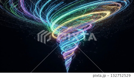 Spiral funnel of rainbow energy swirling upward. 132752529