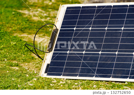 Portable solar photovoltaic panels outdoors 132752650