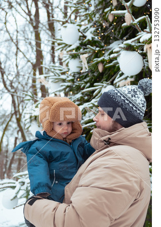 Father and Child in Winter Park 132753090