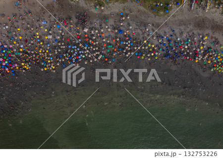 Aerial view of the beaches of the city of Lima on the Costa Verde. 132753226