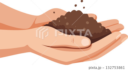 Human hands holding dark soil expressing harmony with nature environmental awareness and earth care 132753861