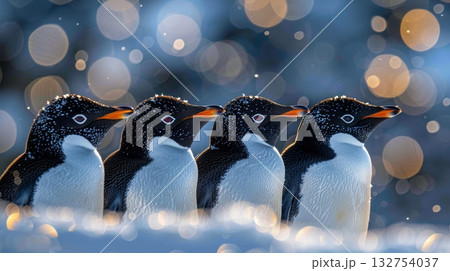 Close up encounter with adelie penguins in antarctica  a stunning view of pygoscelis adeliae 132754037
