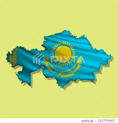 Vector flag Kazakhstan in the form of a map 132755007