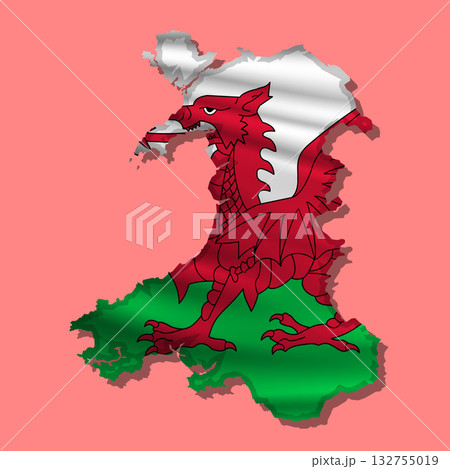 Vector flag Wales in the form of a map Vector flag Wales in the form of a map 132755019