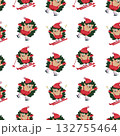 Pattern Hedgehog Christmas skating and skiing 132755464