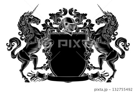 Coat of Arms Crest Unicorns Heraldic Knight Shield Coat of Arms Crest Unicorns Heraldic Knight Shield 132755492