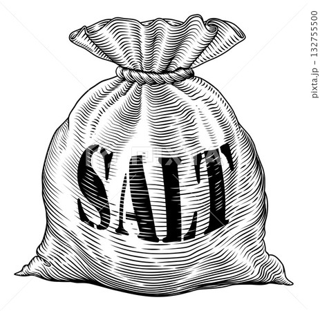 Sack Bag of Salt Concept in Vintage Woodcut Style 132755500