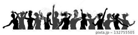 Dancing Women Silhouettes Crowd Party Celebration 132755505