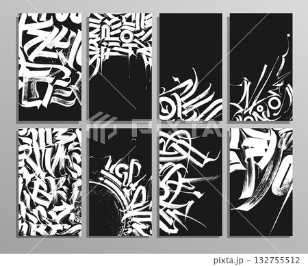 Abstract grunge texture set featuring graffiti elements. Hand-drawn vector illustrations Abstract grunge texture set featuring graffiti elements. Hand-drawn vector illustrations 132755512