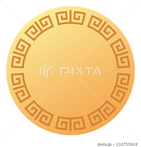 Elegant circular frame with greek key design element Elegant circular frame with greek key design element 132755918