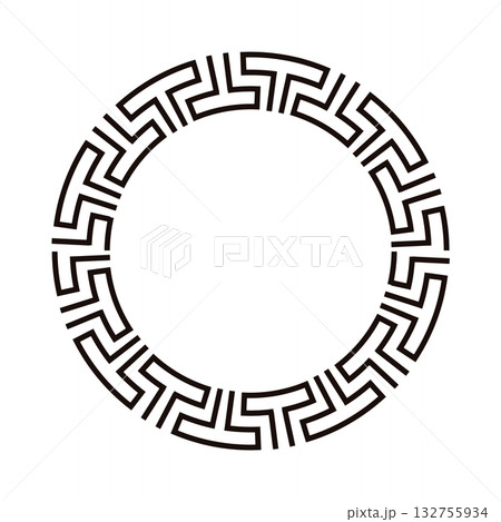 Greek themed circle frame for decorative design elements 132755934