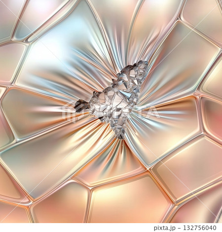 Abstract geometric structure with fractured crystal and metallic surface 132756040