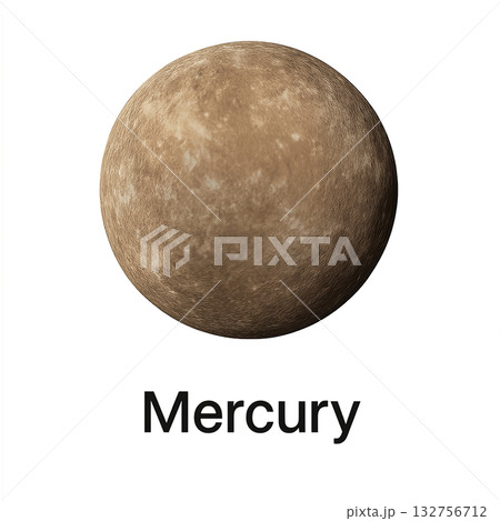 Isolated planet Mercury in space, on transparent background, concept of astronomy 132756712