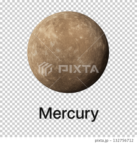 Isolated planet Mercury in space, on transparent background, concept of astronomy 132756712