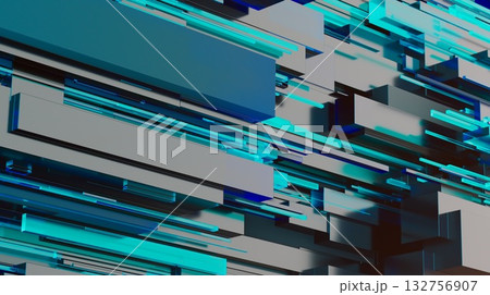 abstract image of cubes background in blue toned 132756907