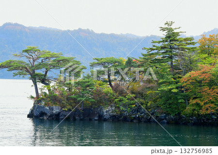 青森県　十和田市　十和田湖　中山半島　中山崎　西湖側の紅葉 132756985