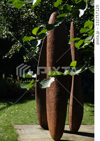 Kyiv, Ukraine, September 27, 2025: Airplane blades decorating a city park in Kyiv 132757120