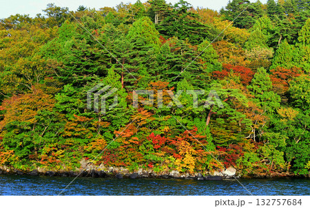 青森県 十和田市 十和田湖 中山半島 錦ヶ浦の紅葉 青森県 十和田市 十和田湖 中山半島 錦ヶ浦の紅葉 132757684