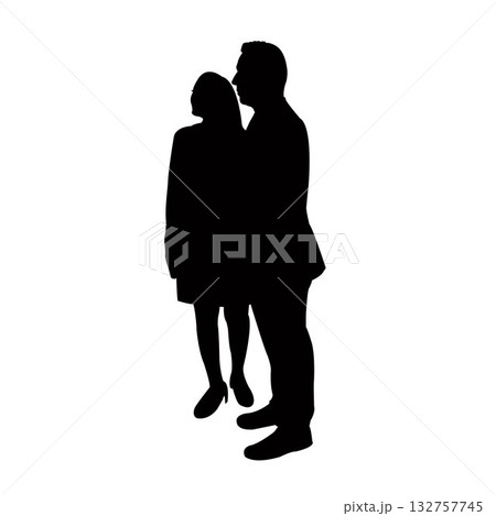 a couple standing body silhouette vector 132757745