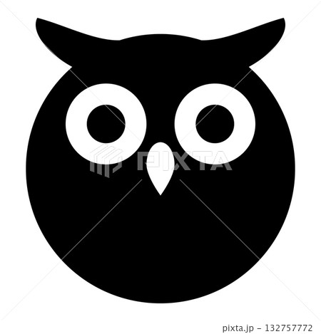 Owl, black and white vector silhouette icon shape illustration, isolated on white Owl, black and white vector silhouette icon shape illustration, isolated on white 132757772