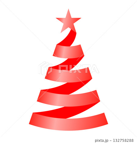 Christmas tree spiral ribbon decoration illustration of a decorated ribbon and star 132758288