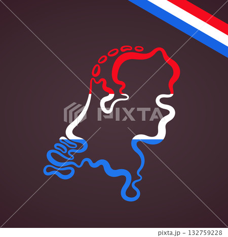 Netherlands - Outline map and corner flag Netherlands - Outline map and corner flag 132759228