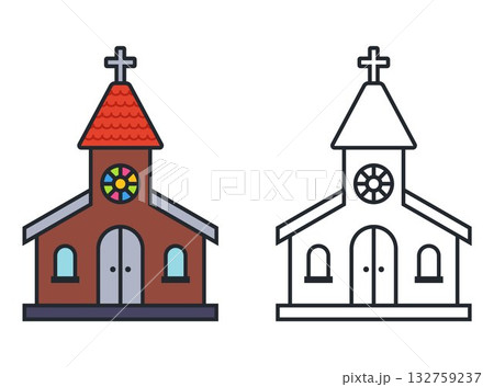 Christian church icon with a cross. 132759237