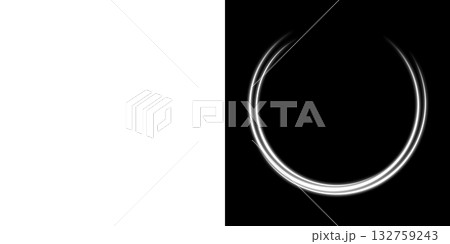 透明背景と黒背景の円形ライトアーク 132759243