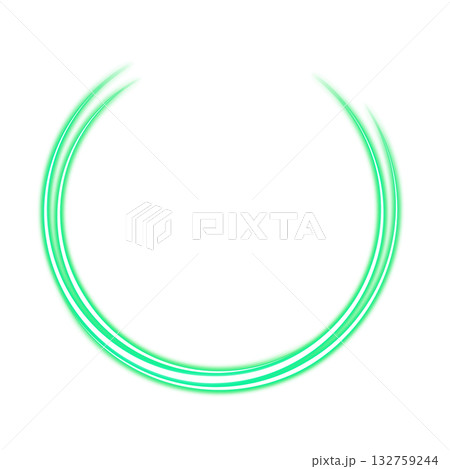 透明背景の緑の円形ライトアーク 132759244