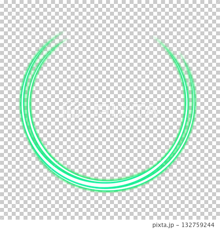 透明背景の緑の円形ライトアーク 132759244
