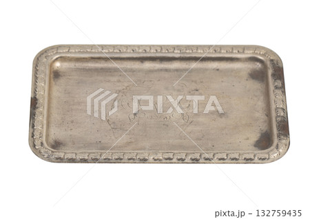Vintage retro silver tray for business cards 132759435