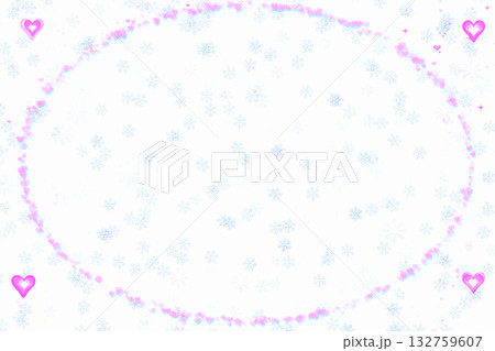 Pink hearts and blue snowflakes frame.Valentine's Day Pink hearts and blue snowflakes frame.Valentine's Day 132759607