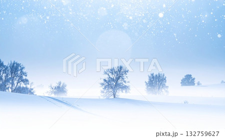 白から淡サファイアへ染まる微細雪粒の静かな冬の朝 白から淡サファイアへ染まる微細雪粒の静かな冬の朝 132759627