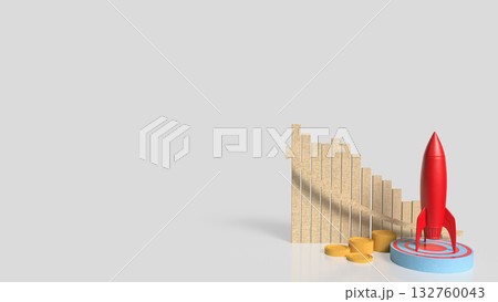 The Rocket on Target point for Business concept 3d Rendering. 132760043