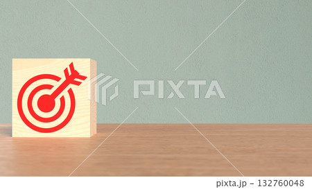 The Red Target on Wood cube for Business concept 3d Rendering. The Red Target on Wood cube for Business concept 3d Rendering. 132760048