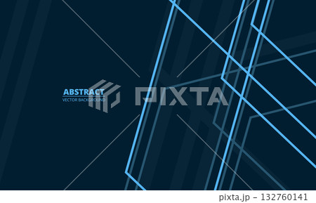 Dark blue abstract modern background with blue geometric lines and outlines. 132760141