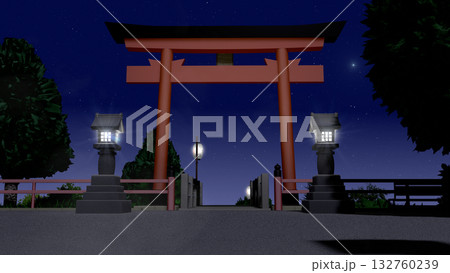 アニメーションの背景に使える『夜の神社』 アニメーションの背景に使える『夜の神社』 132760239