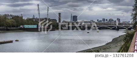 View of river Thames and Chelsea Bridge, London, England, UK View of river Thames and Chelsea Bridge, London, England, UK 132761208