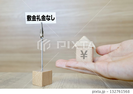 敷金礼金なしの賃貸物件イメージ。初期費用ゼロで入居できる家の概念。 敷金礼金なしの賃貸物件イメージ。初期費用ゼロで入居できる家の概念。 132761568