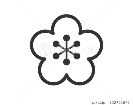 梅の花のアイコン(線画)のイラスト 梅の花のアイコン(線画)のイラスト 132761672