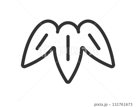 竹の葉のアイコン（線画）のイラスト 132761673