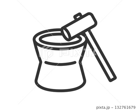 餅つきのアイコン(線画)のイラスト 餅つきのアイコン(線画)のイラスト 132761679