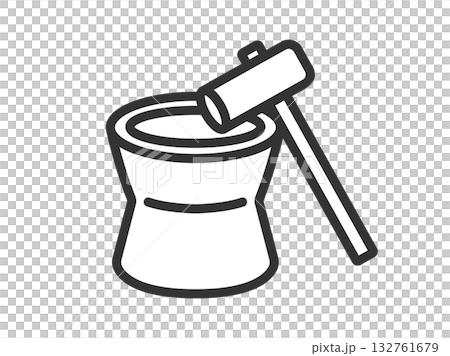 餅つきのアイコン(線画)のイラスト 餅つきのアイコン(線画)のイラスト 132761679