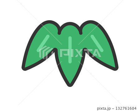 竹の葉のアイコン（線画カラー）のイラスト 132761684