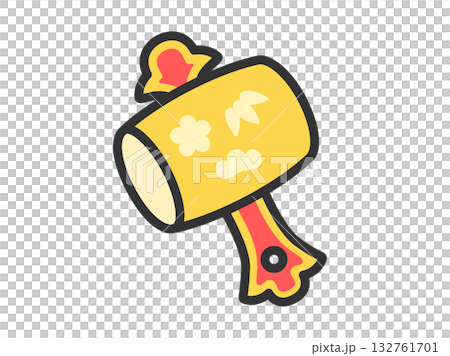 槌圖示插圖(線描彩色) 槌圖示插圖(線描彩色) 132761701