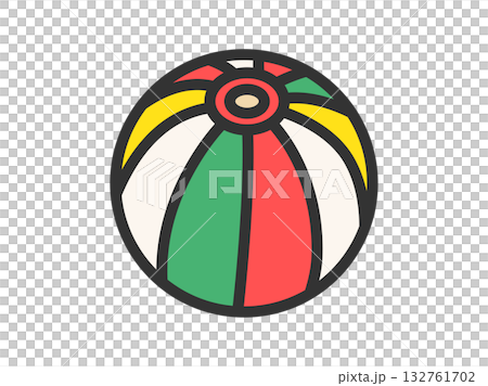 手まりのアイコン（線画カラー）のイラスト 132761702