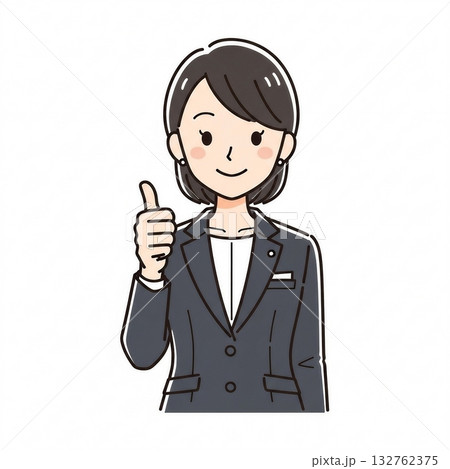 グッドサインを出すスーツの女性 132762375