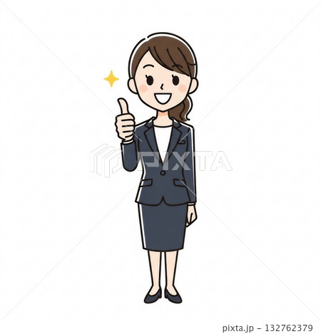グッドサインを出すスーツの女性5 132762379