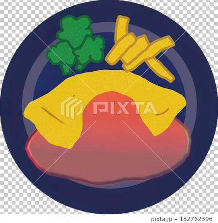 可愛的手繪蛋包飯和薯條插圖 可愛的手繪蛋包飯和薯條插圖 132762396